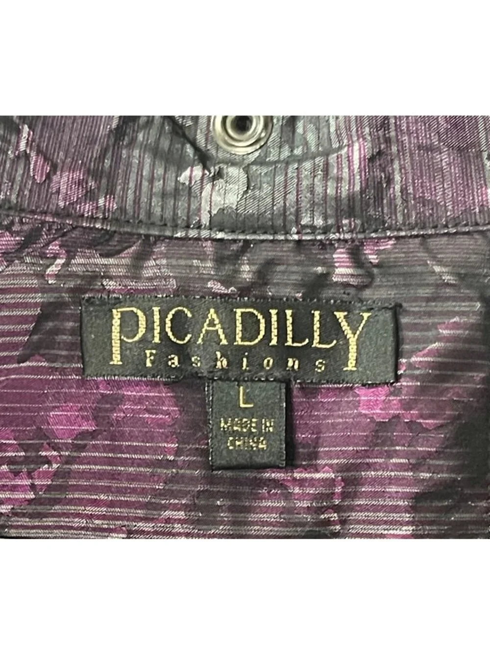 Womens Ruched Jacket Size Large Metallic Purple & Black Picadilly Fashions - Picture 2 of 16